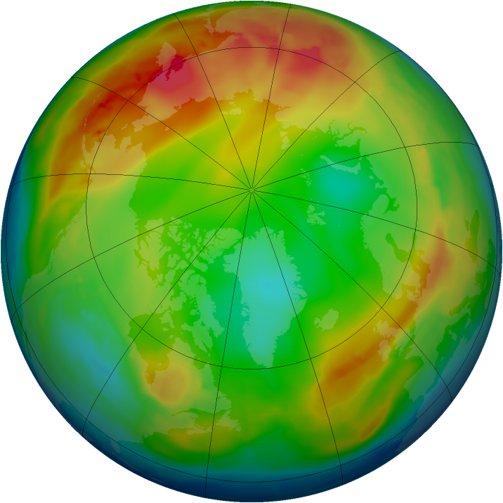Arctic ozone map for 29 December 2009